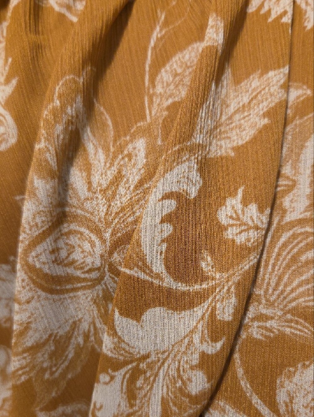 LOFT Mustard Floral Peasant Blouse with Drawstring - Picture 6 of 6